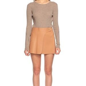Tan Mini Skirt with Button Detail